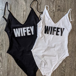 Wifey Swimsuit - Bride Swimsuit - Bride Bathing Suit - Bachelorette Bathing Suit - Bride Swimwear