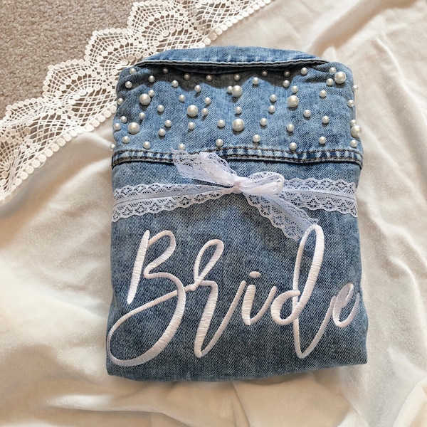 Bride Denim Jacket - Embroidered Denim Jacket - Personalized Jean Jacket - Custom Denim Jacket