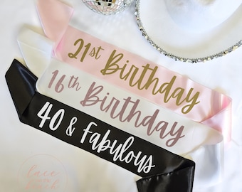 Personalized birthday Sash, Custom Party Sash, Birthday Sash, Birthday Gift, Milestone Birthday Sash, Birthday Party Sash