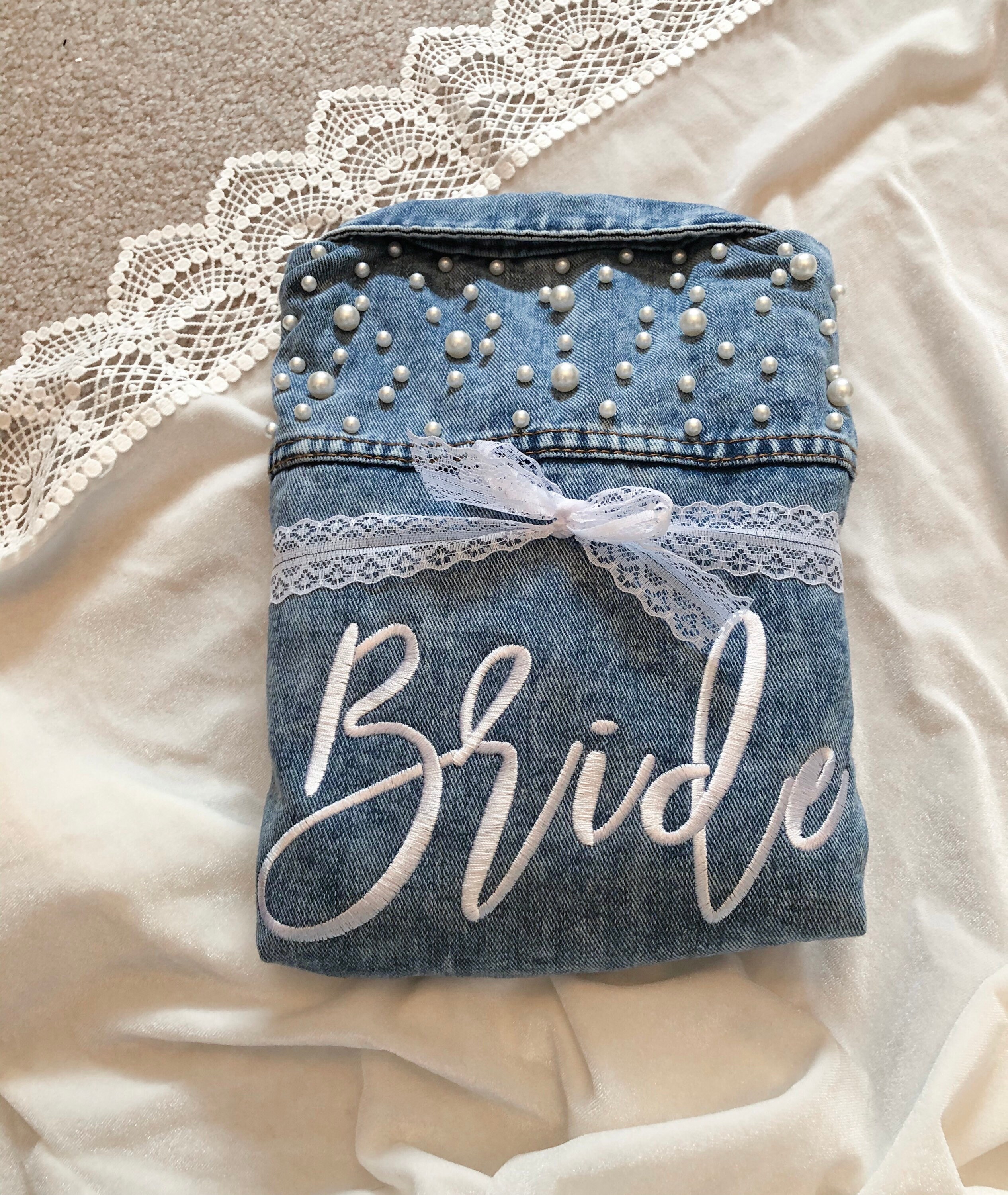 Bride Denim Jacket Embroidered Denim Jacket Personalized Etsy Canada