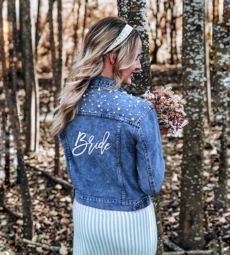 Bride Denim Jacket Embroidered Denim Jacket Personalized Etsy Canada