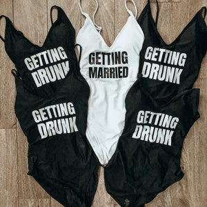 Getting Married Swimsuit - Getting Drunk Swimsuit - Bride Bathing Suit – Bride Swimwear - Bride Swimsuit -