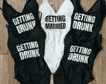 Getting Married Swimsuit - Getting Drunk Swimsuit - Bride Bathing Suit – Bride Swimwear - Bride Swimsuit -