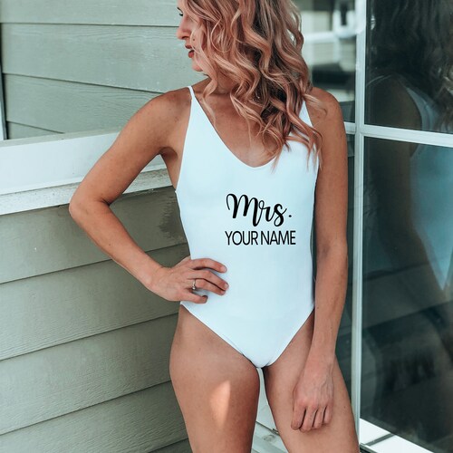 Mrs Swimsuit Bride Swimwear Honeymoon Swimsuit Custom
