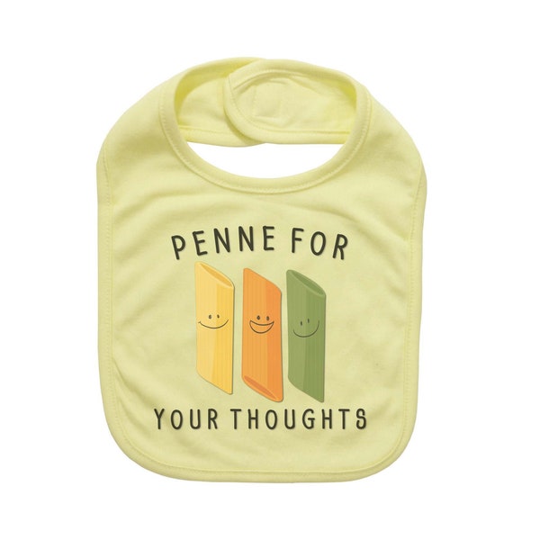 Cute Baby Bib, Penne For Your Thoughts, Funny Bibs, Gift For Baby, Baby Feeding, Baby Gift, Penne Bib, Italian Baby Bib, Food Bib, Penne Bib