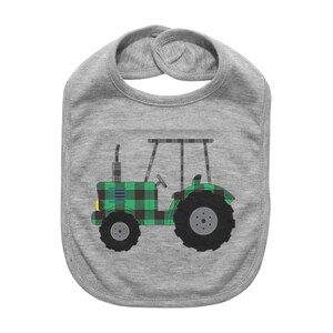 Tractor Bib, Plaid Tractor, Farm Bib, Gift For Newborn, Infant Bibs, Future Farmer, Plaid Bibs, Baby Shower Gift, Farming Baby, Country Baby