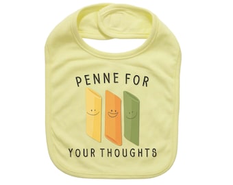 Cute Baby Bib, Penne For Your Thoughts, Funny Bibs, Gift For Baby, Baby Feeding, Baby Gift, Penne Bib, Italian Baby Bib, Food Bib, Penne Bib