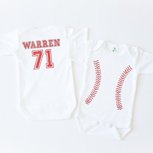 Custom Baseball Onesie®, Custom Baseball Stitches, Baby Baseball Outfit, Newborn Baseball Onesie®, Softball Onesie®