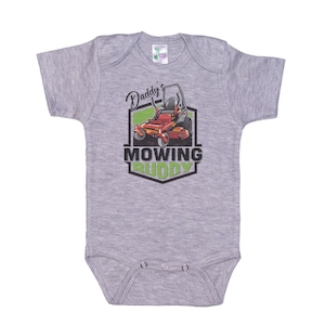 Mowing Onesie®, Daddy&#39;s Mowing Buddy, Baby Mowing Outfit, Mowing Baby Announcement, Landscape Onesie®, Lawn Mower Bodysuit, Soft Onesie®