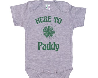 Funny St Patrick's Day Onesie®, Here To Paddy, St Paddy's Day Onesie®, Funny Baby Outfit, Four Leaf Clover Bodysuit, Green Onesie®