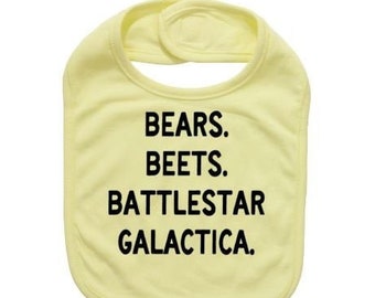 Bears Beets Battlestar Galactica, The Office Baby Bib, Baby Shower Gift, Gift For Baby, The Office Apparel, Funny Newborn Bib, Infant Bibs