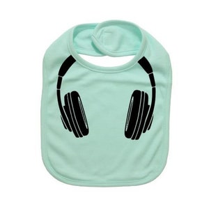 Cute baby BIB, koptelefoon, hip hop baby, baby shower gift, cadeau voor de baby, muziek baby, pasgeboren kleding, trendy baby, Infant BIB, slabbetjes, Funny
