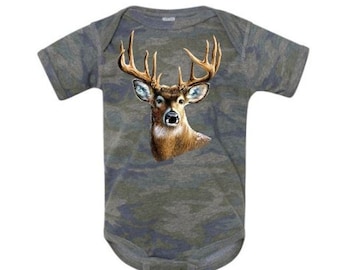 Camo Onesie®, Buck, Deer Hunting, Baby Hunting Outfit, Hunting And Fishing, Newborn Hunting, Baby Shower, Gift For Baby, Deer, Big Bucks