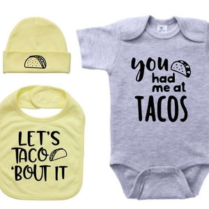 Taco Onesie®, Taco Baby Gift Set, Baby Gift, Let&#39;s Taco &#39;Bout It, You Had Me At Tacos, Funny Taco Onesie®, Taco Bodysuit, Taco Bodysuit