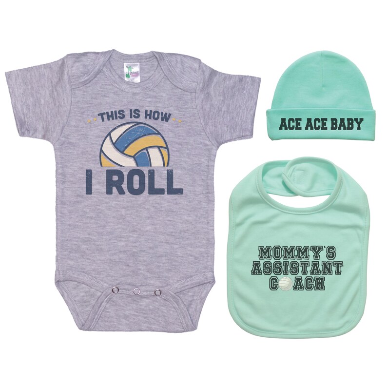 Baby Volleyball Outfit, Baby Shower, Gift Set For Baby, Newborn Volleyball Onesie®, Infant V-ball Bodysuit, Volleyball Baby, V-ball Baby Mint