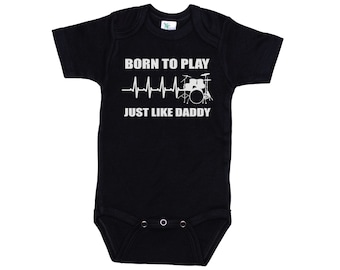 Drummer Onesie®, Born To Play Drums Just Like Daddy, Drumming Baby Outfit, Drum Bodysuit, Drums, Drummer Bodysuit, Drum Apparel, Baby Shower