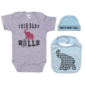 Conjunto Alabama, Conjunto para bebé Alabama, Bebé Alabama, Conjunto para bebé Alabama, Baby Shower, Regalo para bebé, Recién nacido Alabama, Diente de Gallo, Bebé Alabama
