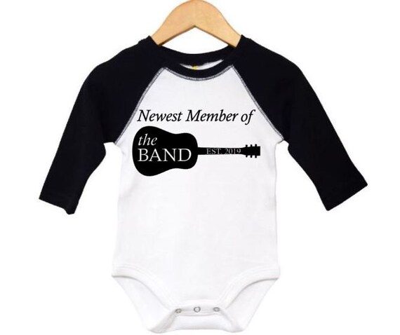 Baby Reveal Raglan Onesie Musician Baby Announcement Newborn Outfit Infant Onesie Pregnancy Reveal Newest Member Of The Band Onesie