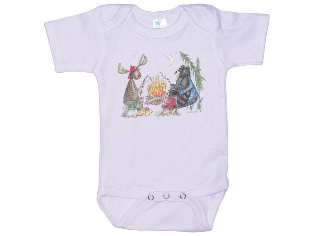 Camping Onesie®, Toasting Marshmallow's, Baby Camping Outfit, Super Soft Bodysuit, Wildlife
