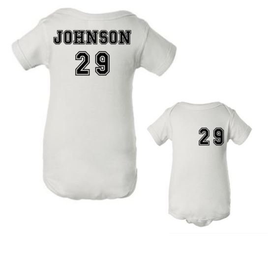 Custom Baby Onesie Custom Name And Number Baby Sports Etsy