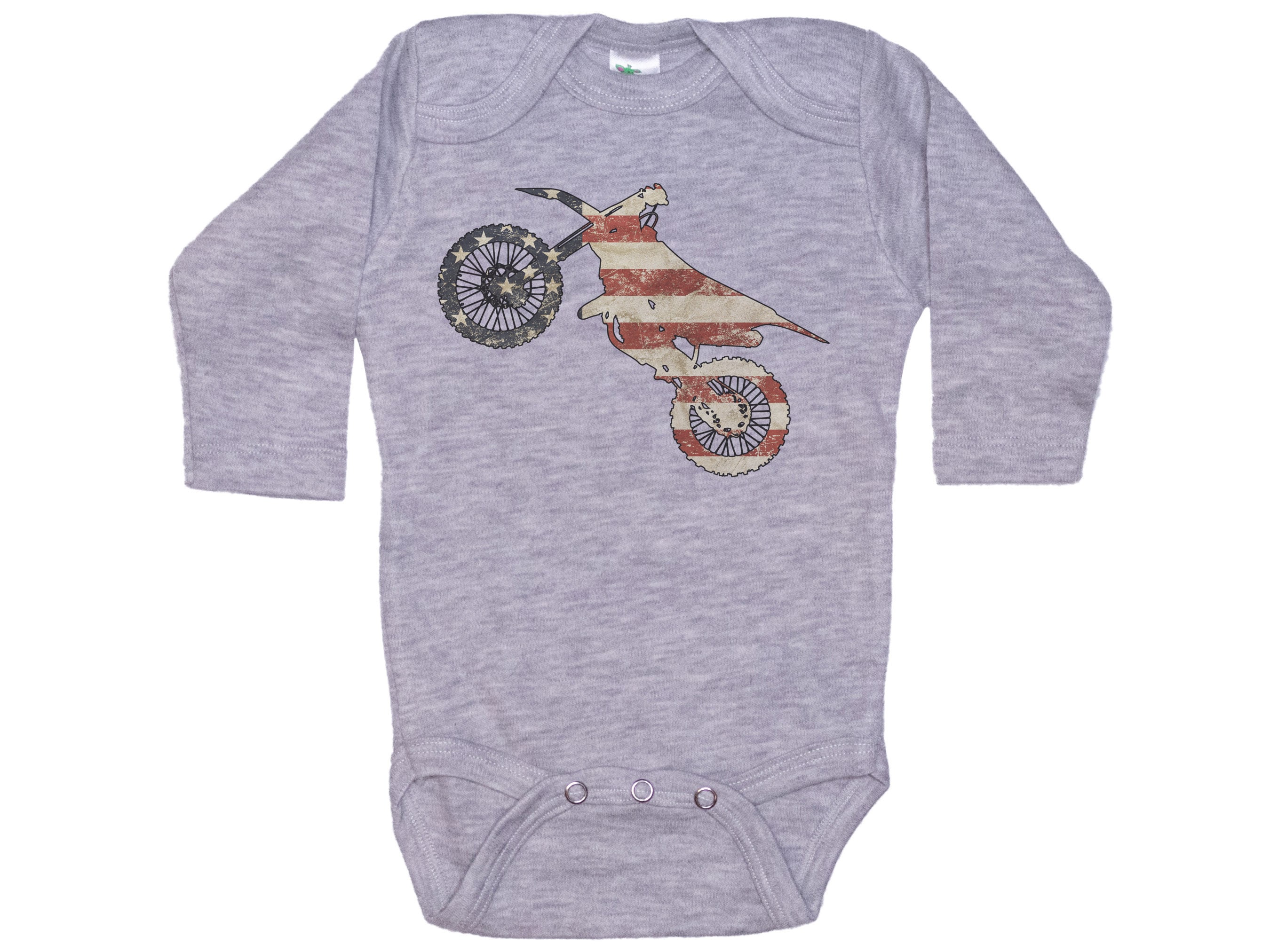 Motorcycle Onezy Motocross Onesie®, Dirt Bike Flag, Patriotic Baby Outfit, Motorcycle ...
