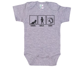 Surfing Onesie®, Crawl Walk Surf, Baby Surfing Outfit, Unisex Baby