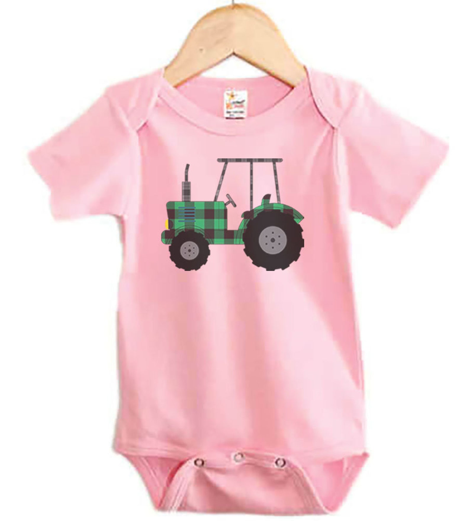 Tractor Onesie Plaid Tractor Farmer Onesie Baby Tractor Etsy