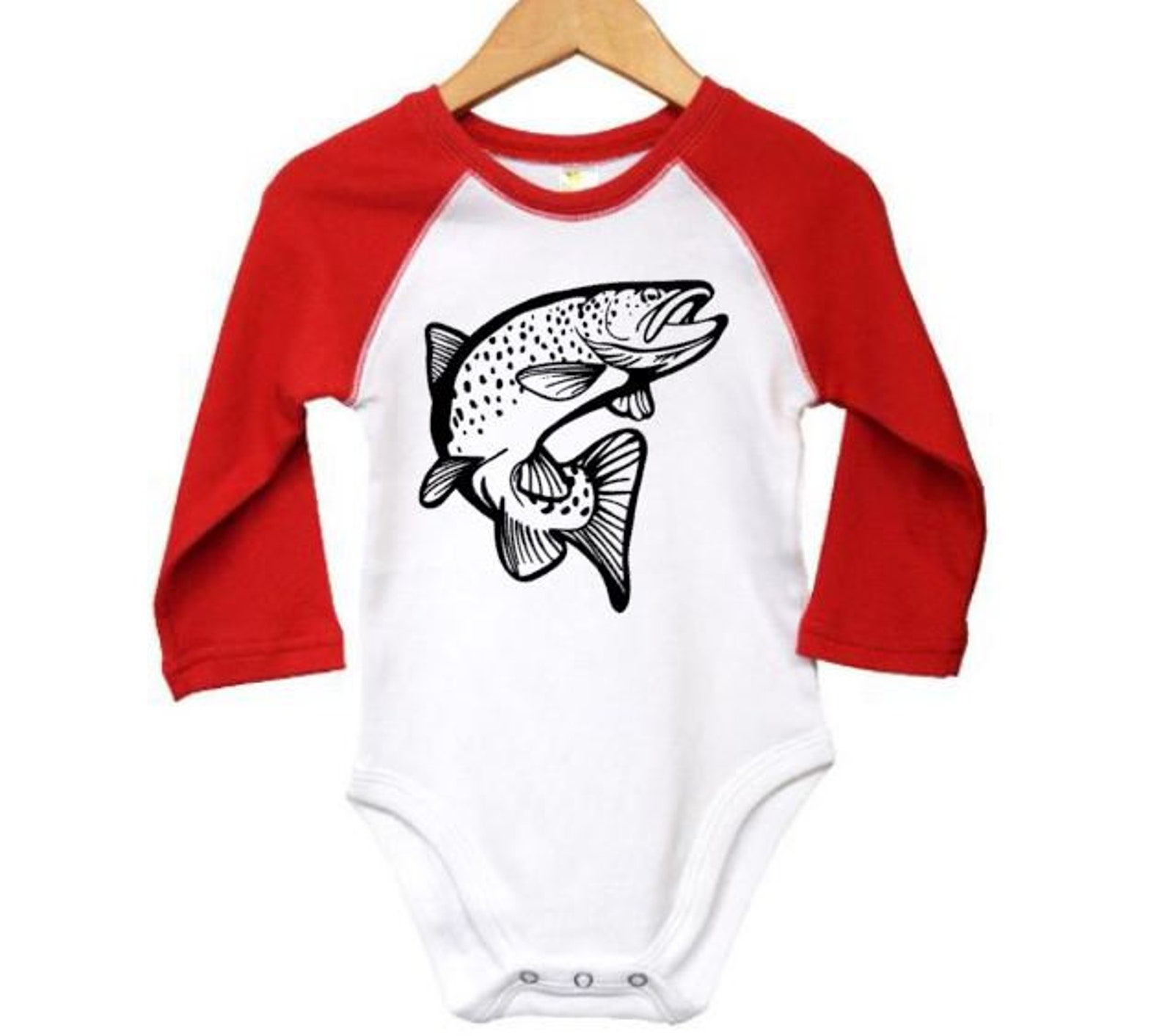 Fishing Onesie Brown Trout Fly Fishing Outdoors Baby Fly Etsy