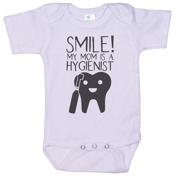 Higienista Onesie®, Sonríe Mi mamá es higienista, Asistente dental Onesie®, Body higienista, Traje de higienista bebé, Mamá higienista, Recién nacido