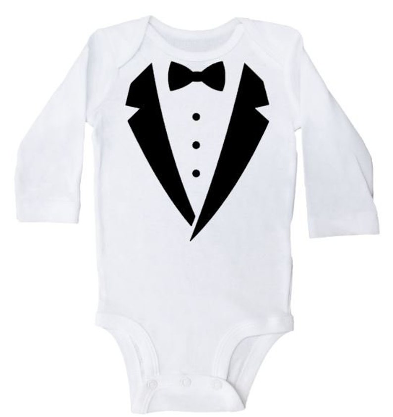 Tuxedo Onesie®, Tuxedo Bodysuit, Tuxedo Baby Outfit, Newborn Tuxedo Romper, Infant Tuxedo Outfit, Tuxedo Outfit for Baby image 2