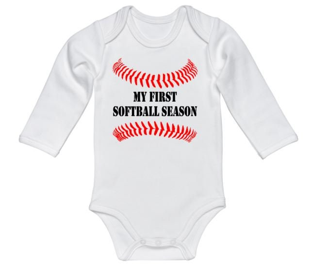 Softball Onesie My First Softball Softball Bodysuit Baby Etsy