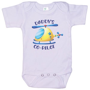 Helicopter Onesie®, Daddy's Co-Pilot, Cute Baby Outfit, Baby Shower Gift, Baby Reveal For Dad, Baby Helicopter Onesie®, Plane Onesie® image 1
