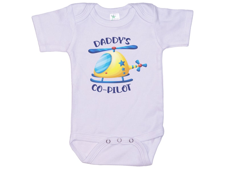 Helicopter Onesie®, Daddy's Co-Pilot, Cute Baby Outfit, Baby Shower Gift, Baby Reveal For Dad, Baby Helicopter Onesie®, Plane Onesie® image 1