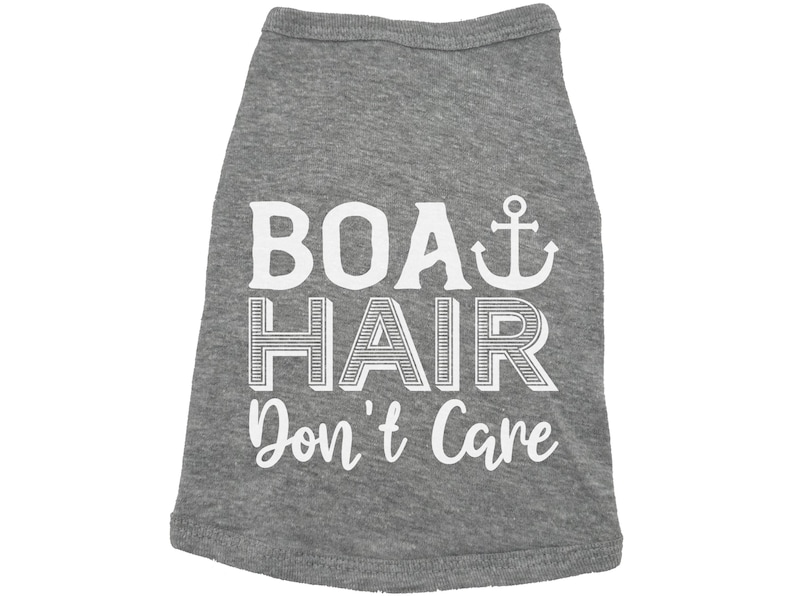 El pelo de barco no importa, camiseta divertida para perro, camiseta para perro del lago, camiseta para cachorro, lindo atuendo para perro, perro de barco, regalo para cachorro, ropa de moda para perro, pelo de barco GREY (WHITE TEXT)