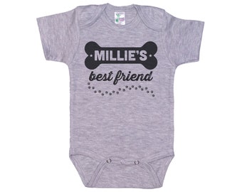 Custom Baby Onesie®, Custom Dog Best Friend, Newborn Dog Outfit, Baby And Dog, Best Friend Bodysuit, Trendy Baby Outfit, Dog's Best Friend