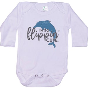 Dolphin Onesie®, Porpoise Onesie®, I'm So Flippin' Cute, Baby Dolphin Outfit, Dolphin Bodysuit, Sublimated Design, Porpoise Bodysuit image 7