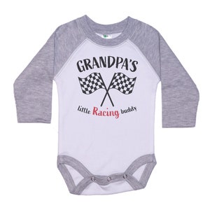 Racing Onesie®, Grandpa&#39;s Little Racing Buddy, Grandpa Racing Onesie®, Racing Baby Announcement, Grandpa Reveal, Racing Baby Reveal
