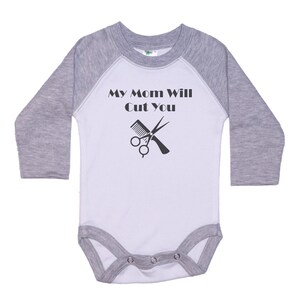 Hair Stylist Baby Onesie®, My Mom Will Cut You, Beauty Salon Baby Outfit, Hairdresser Onesie®, Hairstylist Baby Outfit, Newborn Beautician image 6
