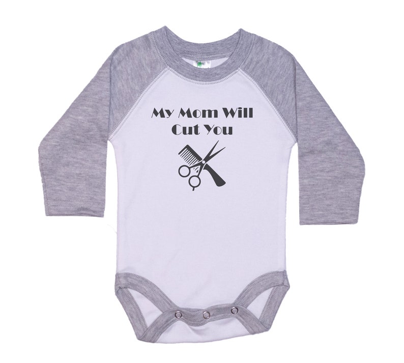 Hair Stylist Baby Onesie®, My Mom Will Cut You, Beauty Salon Baby Outfit, Hairdresser Onesie®, Hairstylist Baby Outfit, Newborn Beautician image 6