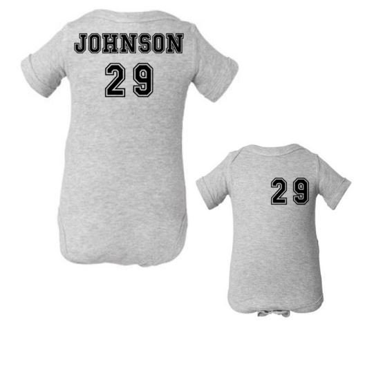 Custom Baby Onesie Custom Name And Number Baby Sports Etsy