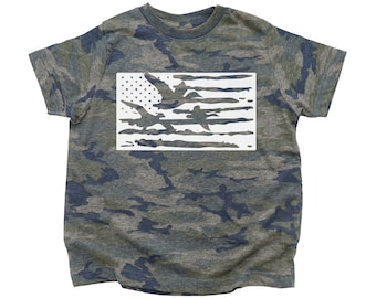 Kid's Hunting Shirt, Duck Flag, Toddler Waterfowl Shirt, Youth Duck Hunting Shirt, Hunting Shirt, Kid's Duck Hunting, Ducks, Waterfowl, Flag