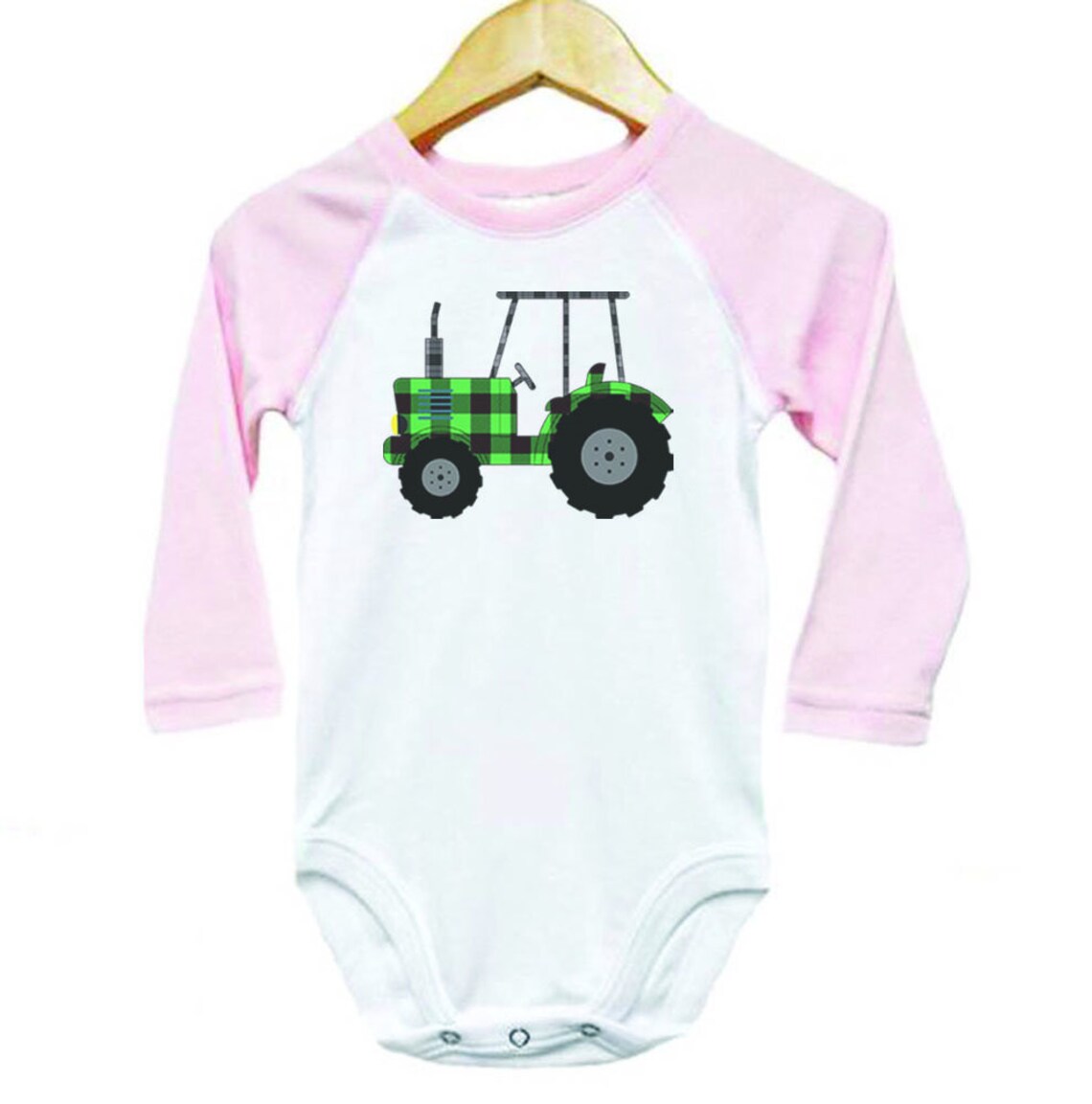 Tractor Onesie Plaid Tractor Farmer Onesie Baby Tractor Etsy