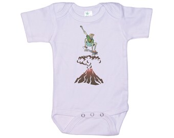 Skateboarding Onesie®, Skate Over Volcano, Skateboard Onesie®, Funny Baby Outfit, Skateboard Baby, Baby Skating Romper, Infant Skater