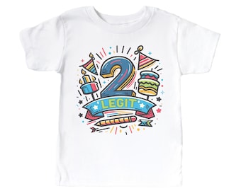 Traje de segundo cumpleaños, DOS LEGIT, Cumpleaños de dos años, Camisa de niño de cumpleaños, Camisa divertida para niños, 2 años, Segunda camiseta de cumpleaños, Cumpleaños del niño