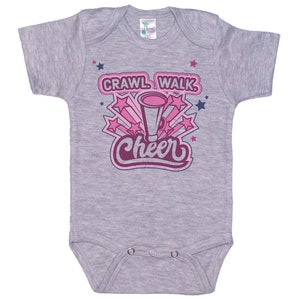 Baby Cheerleader Onesie - "Crawl Walk Cheer" Bodysuit, Super Soft For Infants