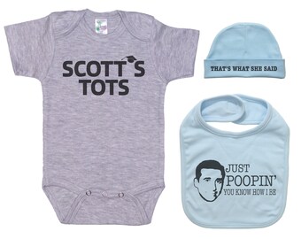 Scott's Tots Baby Onesie®, Scott's Tots, The Office Bundle, The TV Show "The Office", Baby Shower Gift, The Office Baby Outfit, Funny Baby