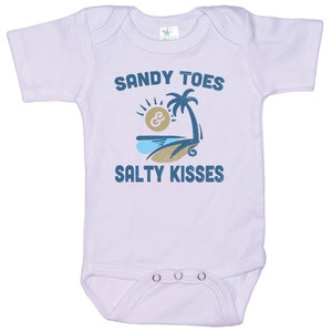 Beach Onesie®, Salty Toes And Sandy Kisses, Beach Baby, Vacation Onesie®, Baby Shower Gift, Baby Beach Outfit, Beach Bodysuit, Beach Apparel