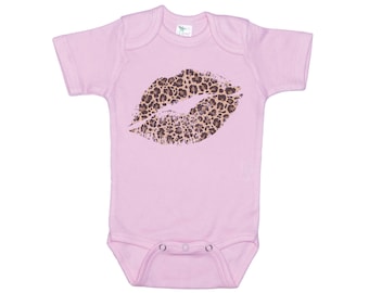 GROOVY BABY SHOT Ⅰ PURPLE & Ⅳ LEOPARD Leopard Baby Onesie®, Leopard Lips, Super Soft Bodysuit