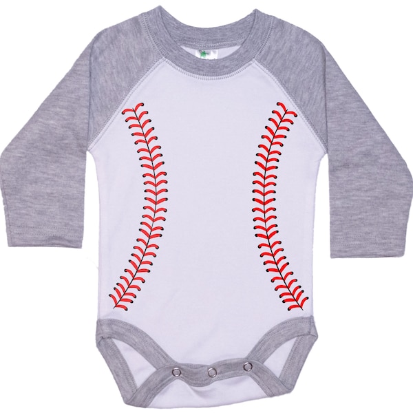 Baseball Onesie®, Baby Baseball Outfit, Baseball Stitches, Newborn Baseball Onesie®, Baseball Bodysuit, Super Soft, Sublimated Design