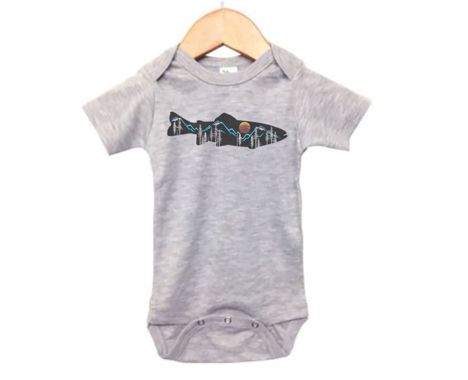 Trout Fishing Onesie Mountain Trout Fly Fishing Onesie Etsy